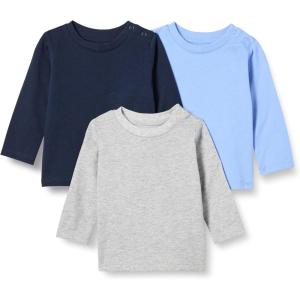 imageAmazon Essentials UnisexBaby RelaxedFit 100 Cotton LongSleeve TShirtsBlueNavyHeather