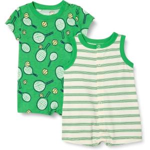 imageAmazon Essentials unisexbaby Sleeveless and ShortSleeve Romper SetSportyStripe