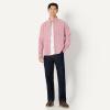 imageAmazon Essentials Mens Modern OversizedFit Cotton ButtonDown ShirtMauve Dark Chestnut Brown Stripe