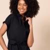 imageAmazon Essentials Womens Relaxed Fit Short Sleeve Button Front Belted Shirt DressBlack