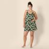 imageAmazon Essentials Womens Satin Pajama Top and Shorts SetDark Green Beige Zebras