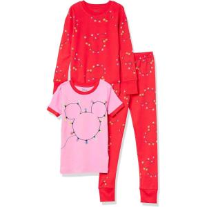 imageAmazon Essentials Disney  Marvel  Star Wars Babies Toddlers and Girls Pajama Set3piece Holiday Mickey Icon Lights