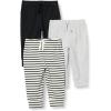 imageAmazon Essentials Unisex Toddlers and Babies Cotton PullOn PantsBlackLight Grey HeatherStripe