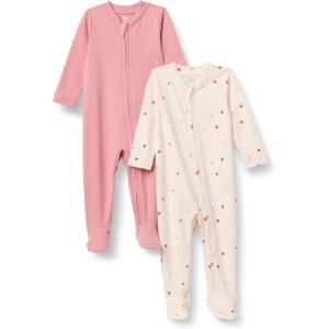 imageAmazon Essentials x Sofia Grainge Unisex Babies Cotton Footed Sleep and Play Onepiece Bodysuit Pack of 2BlushMulti Hearts