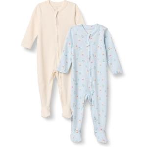 imageAmazon Essentials x Sofia Grainge Unisex Babies Cotton Footed Sleep and Play Onepiece Bodysuit Pack of 2IvoryGeese