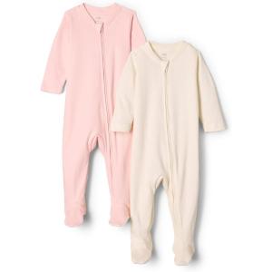 imageAmazon Essentials x Sofia Grainge Unisex Babies Cotton Footed Sleep and Play Onepiece Bodysuit Pack of 2IvoryPink