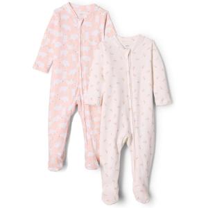 imageAmazon Essentials x Sofia Grainge Unisex Babies Cotton Footed Sleep and Play Onepiece Bodysuit Pack of 2Pink Bunny Bear