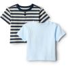 imageAmazon Essentials x Sofia Grainge Toddlers and Baby Boys Cotton Short Sleeve Crewneck TShirts Pack of 2Light BlueStripe