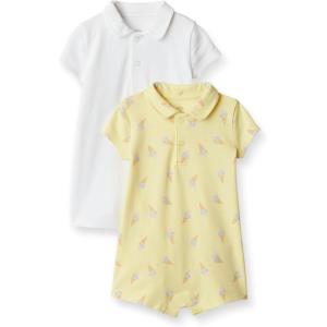imageAmazon Essentials x Sofia Grainge Baby Boys Short Sleeve Cotton Polo Romper Pack of 2WhiteIce Cream