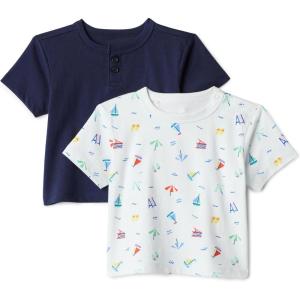 imageAmazon Essentials x Sofia Grainge Toddlers and Baby Boys Cotton Short Sleeve Crewneck TShirts Pack of 2BeachNavy