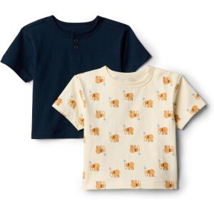 imageAmazon Essentials x Sofia Grainge Toddlers and Baby Boys Cotton Short Sleeve Crewneck TShirts Pack of 2ElephantsNavy