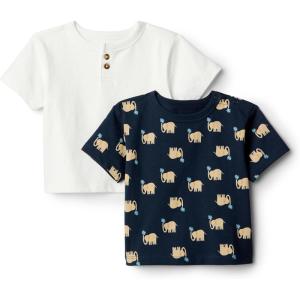 imageAmazon Essentials x Sofia Grainge Toddlers and Baby Boys Cotton Short Sleeve Crewneck TShirts Pack of 2ElephantsWhite