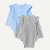 imageAmazon Essentials Baby Girls LongSleeved Ruffle BodysuitsCornflower BlueFrench Stripe