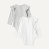 imageAmazon Essentials Baby Girls LongSleeved Ruffle BodysuitsLight Heather GreyWhite