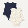 imageAmazon Essentials Baby Girls LongSleeved Ruffle BodysuitsNavyDots
