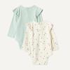 imageAmazon Essentials Baby Girls LongSleeved Ruffle BodysuitsPale Mint GreenBees