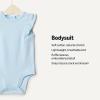 imageAmazon Essentials x Sofia Grainge Baby Girls Cotton Ruffle Sleeve Bodysuit with Embroidered Detail Pack of 2Light BlueStripe