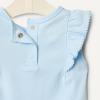 imageAmazon Essentials x Sofia Grainge Baby Girls Cotton Ruffle Sleeve Bodysuit with Embroidered Detail Pack of 2Light BlueStripe