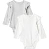 imageAmazon Essentials Baby Girls LongSleeved Ruffle BodysuitsLight Heather GreyWhite