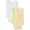 imageAmazon Essentials x Sofia Grainge Baby Girls Cotton Ruffle Sleeve Bodysuit with Embroidered Detail Pack of 2WhiteStripe Floral