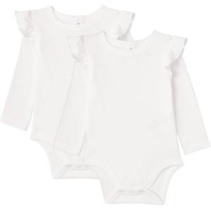 imageAmazon Essentials Baby Girls LongSleeved Ruffle BodysuitsWhite