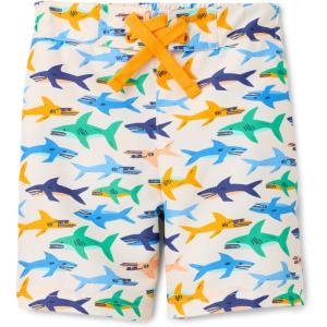 imageAmazon Essentials Boys Quick Dry Swimming Board Shorts Swim TrunksIvory Sharks
