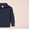 imageAmazon Essentials Boys and Toddlers QuarterZip CableKnit RelaxedFit Cotton SweaterNavy