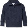 imageAmazon Essentials Boys and Toddlers QuarterZip CableKnit RelaxedFit Cotton SweaterNavy
