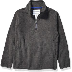 imageAmazon Essentials Boys and Toddlers Midweight Polar Fleece QuarterZip Pullover Jacket Long SleeveCharcoal Heather