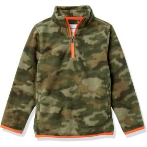 imageAmazon Essentials Boys and Toddlers Midweight Polar Fleece QuarterZip Pullover Jacket Long SleeveGreen Camouflage