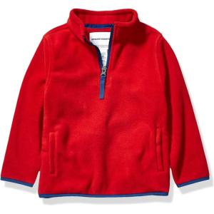 imageAmazon Essentials Boys and Toddlers Midweight Polar Fleece QuarterZip Pullover Jacket Long SleeveRed