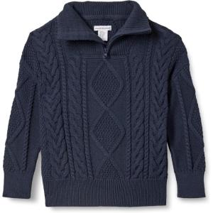 imageAmazon Essentials Boys and Toddlers QuarterZip CableKnit RelaxedFit Cotton SweaterNavy