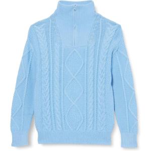 imageAmazon Essentials Boys and Toddlers QuarterZip CableKnit RelaxedFit Cotton SweaterPowder Blue