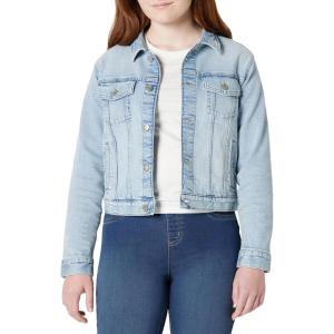 imageAmazon Essentials Unisex Kids Medium Stretch RegularFit Denim Trucker Jacket for Boys and GirlsTinted Ice Light Wash