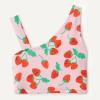 imageAmazon Essentials Girls One Shoulder TwoPiece Bikini Swim SetPink Tomato Red Strawberries
