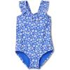imageAmazon Essentials Girls FrillTrimmed OnePiece SwimsuitBlue Ditsy Floral