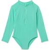 imageAmazon Essentials Girls Long Sleeve Rash Guard OnePiece SwimsuitBright Mint Green