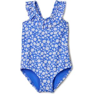 imageAmazon Essentials Girls FrillTrimmed OnePiece SwimsuitBlue Ditsy Floral