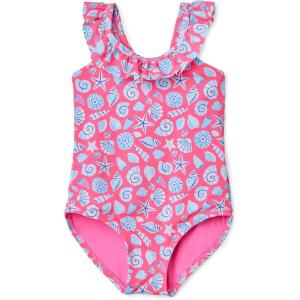 imageAmazon Essentials Girls FrillTrimmed OnePiece SwimsuitHot Pink Shells