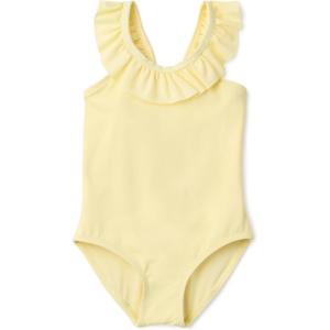imageAmazon Essentials Girls FrillTrimmed OnePiece SwimsuitLight Yellow