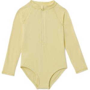 imageAmazon Essentials Girls Long Sleeve Rash Guard OnePiece SwimsuitLight Yellow