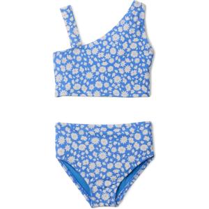 imageAmazon Essentials Girls One Shoulder TwoPiece Bikini Swim SetBlue Ditsy Floral