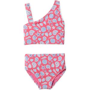 imageAmazon Essentials Girls One Shoulder TwoPiece Bikini Swim SetHot Pink Shells