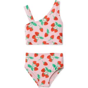 imageAmazon Essentials Girls One Shoulder TwoPiece Bikini Swim SetPink Tomato Red Strawberries