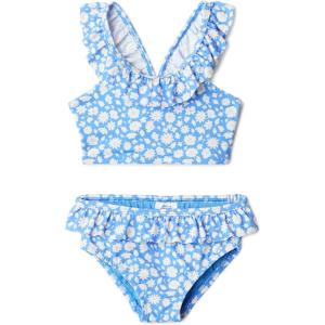 imageAmazon Essentials Girls Ruffle TwoPiece Bikini Swim SetBlue Ditsy Floral