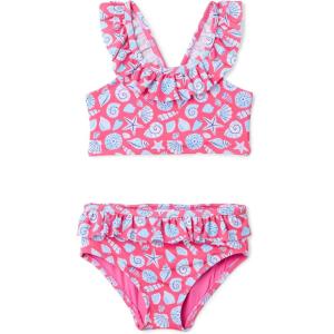 imageAmazon Essentials Girls Ruffle TwoPiece Bikini Swim SetHot Pink Shells