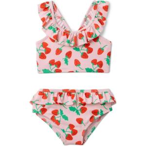imageAmazon Essentials Girls Ruffle TwoPiece Bikini Swim SetPink Tomato Red Strawberries