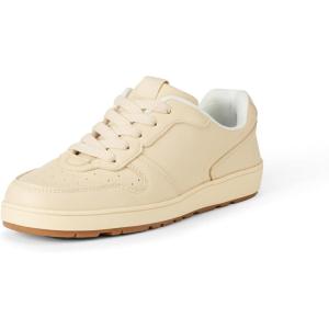 imageAmazon Essentials Unisex Kids Low Top Lace Up Court Sneakers for Boys and GirlsCream
