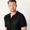 imageAmazon Essentials Mens RelaxedFit Short Sleeve ButtonDown Resort Knit Button Down ShirtBlack