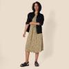 imageAmazon Essentials Womens Fit and Flare HalfSleeve Waisted Midi ALine Dress with PocketsCamelBlack  Mini Ikat Animal